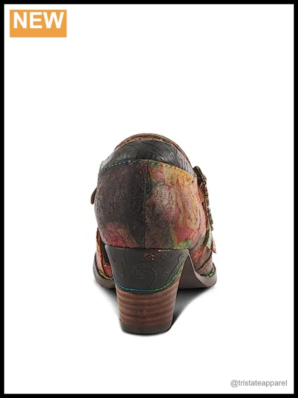 Women's Hand Painted Leather Ankle Booties with Buckle Zipper